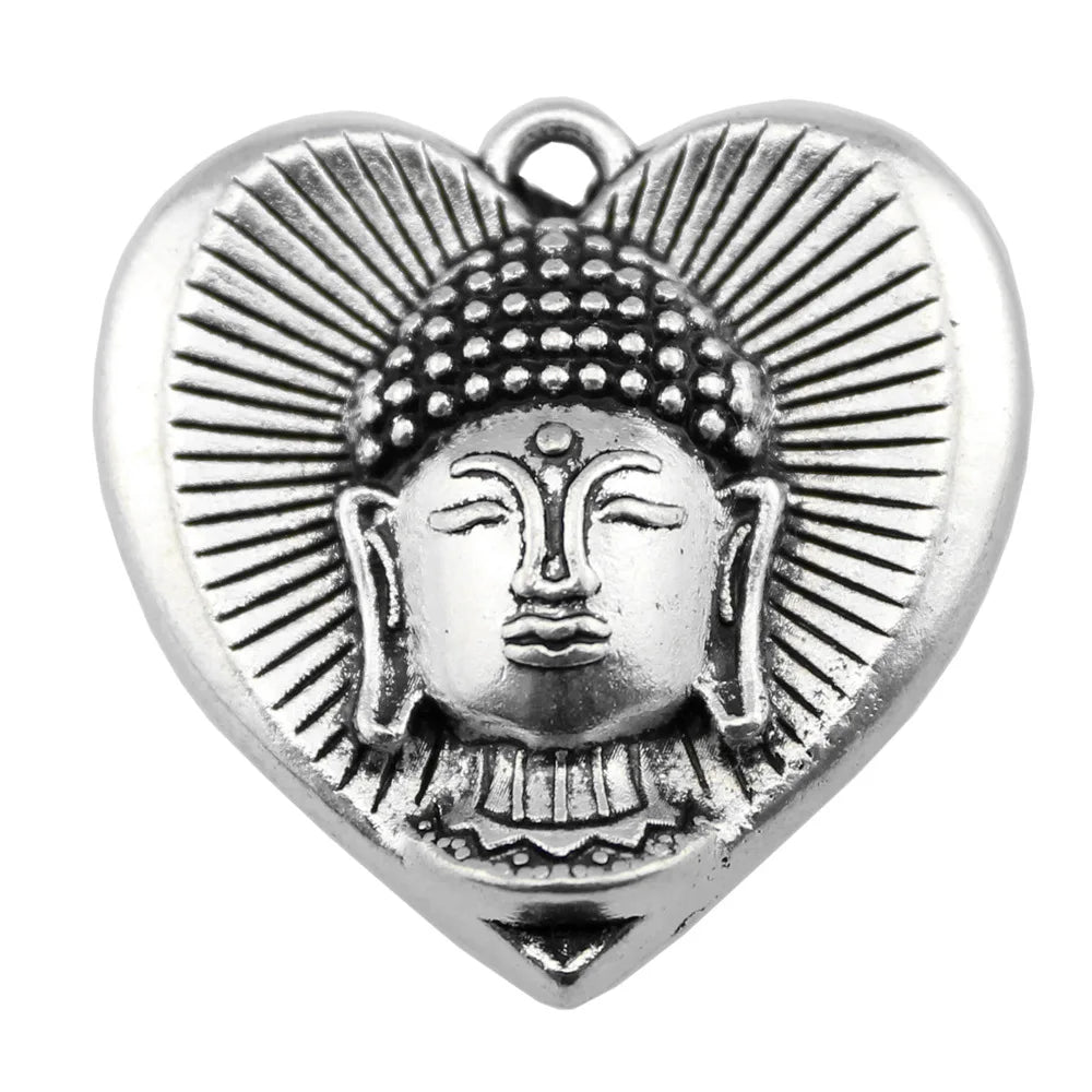 32x32mm 7.3g Multicolor Zinc Alloy Buddha in Heart Charm Pendant for DIY Handmade Jewelry Making