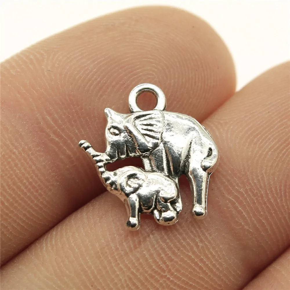 16x14mm 1.3g Multicolor Zinc Alloy Elephant Charm Pendant for DIY Necklace Bracelet Jewelry Making