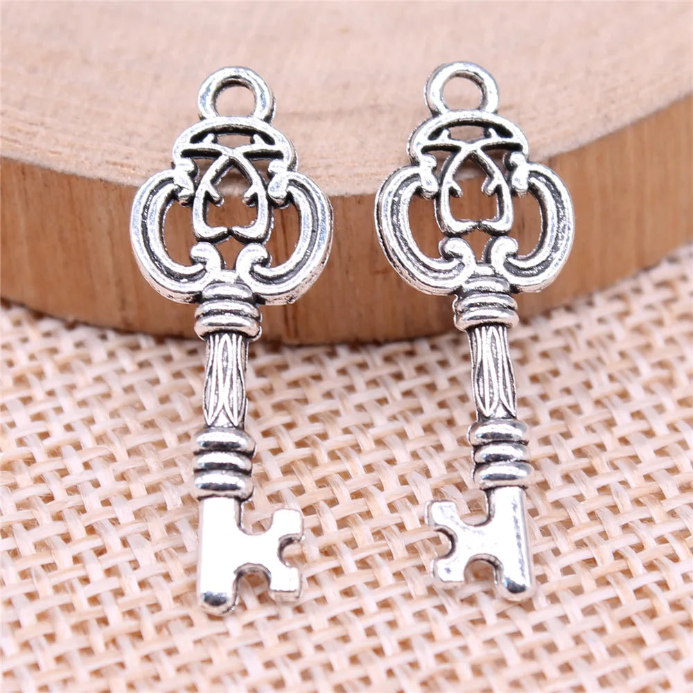 27x10mm 0.8g Antique Gold Zinc Alloy Key Charm Pendant for DIY Bracelet Necklace Jewelry Making