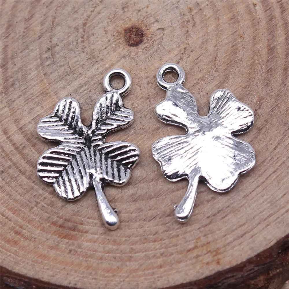 11x15mm 0.6g Multicolor Zinc Alloy Four Leaf Clover Charm Pendant for DIY Bracelet Jewelry Making