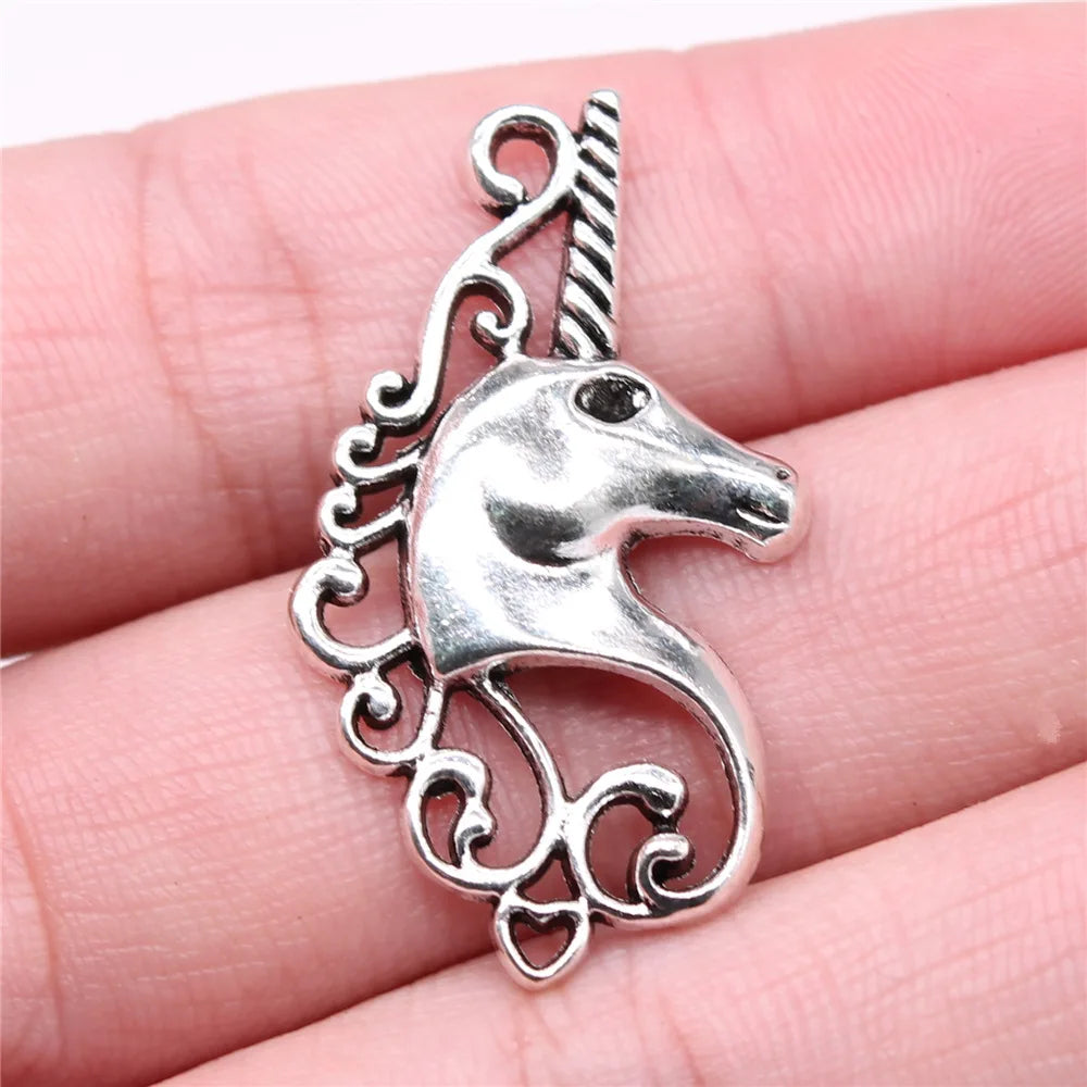 37x21mm 2.73g Antique Silver Zinc Alloy Unicorn Charm Pendant for DIY Necklace Bracelet Jewelry Making