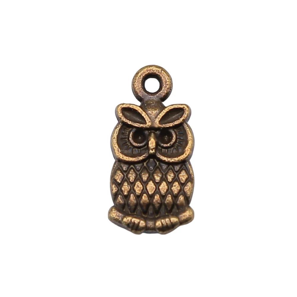 15x7mm 0.8g Multicolor Zinc Alloy Small Double Sided Owl Cat Charm Pendant for DIY Jewelry Making