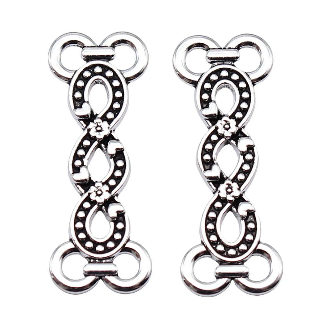 30x11mm 1.5g Antique Silver Zinc Alloy Four Hole Body Chain Connector Charm for Waist Chain Jewelry
