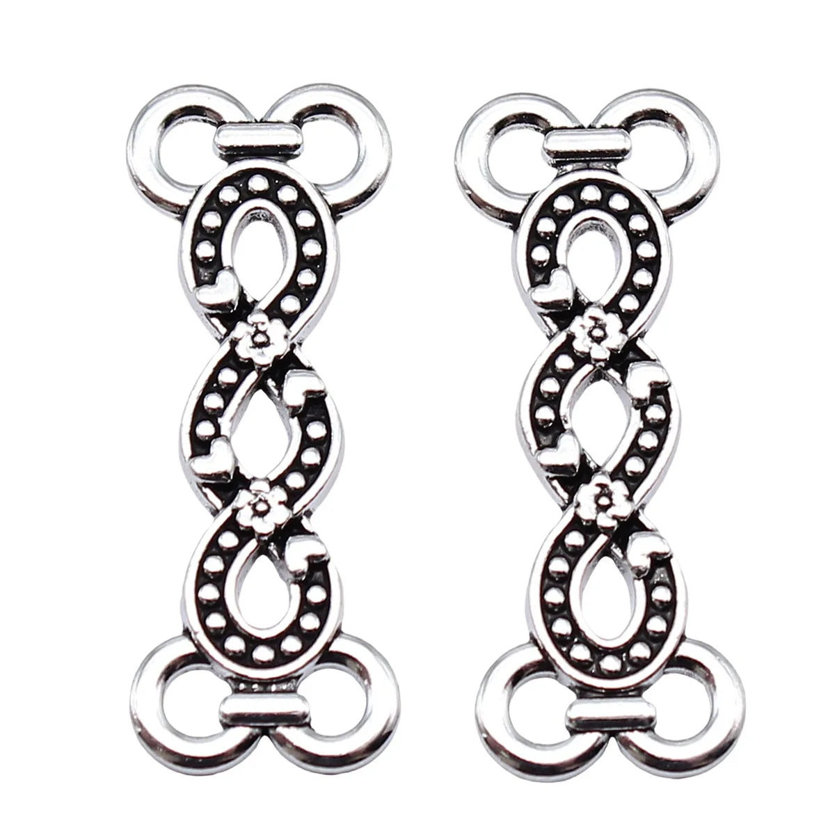 30x11mm 1.5g Antique Silver Zinc Alloy Four Hole Body Chain Connector Charm for Waist Chain Jewelry