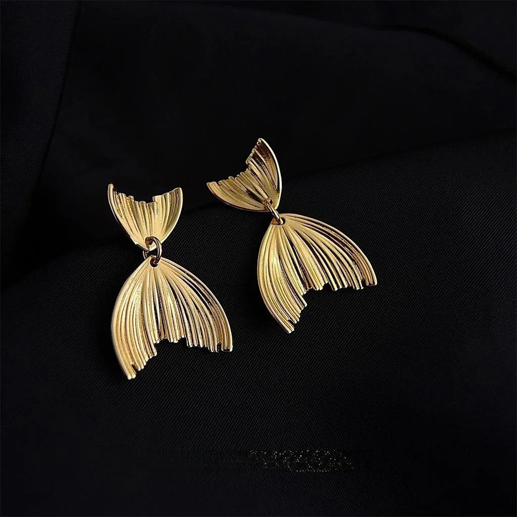14K Plated Copper Geometric Fishtail Drop Earrings, Trendy Style Jewelry 2026