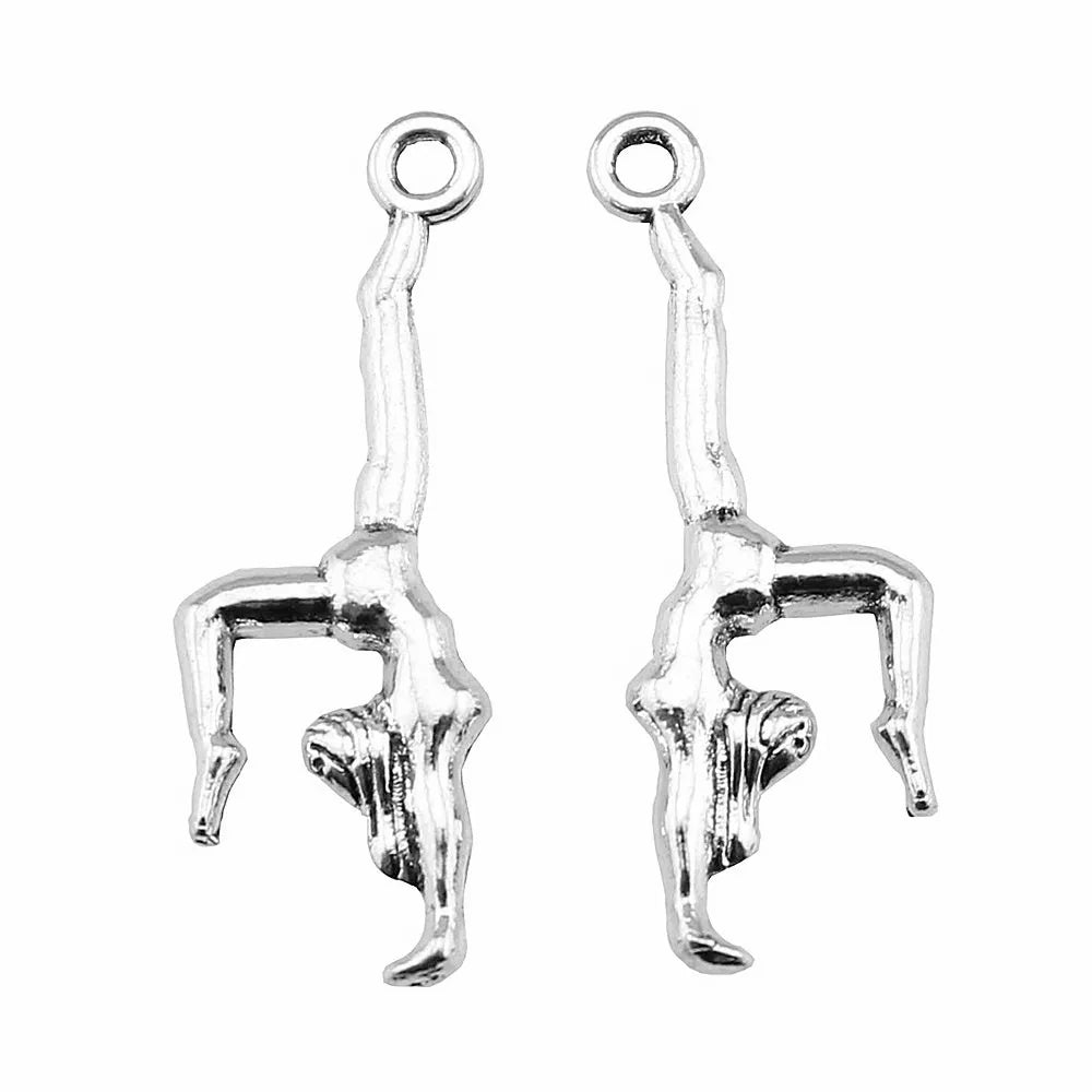 30x11mm 1.2g Multicolor Zinc Alloy Gymnast Charm Pendant for DIY Sports Necklace Bracelet Making