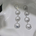 Luxury Copper Silver Plated Full Rhinestone Petal Butterfly Tassel Stud Earrings For Women