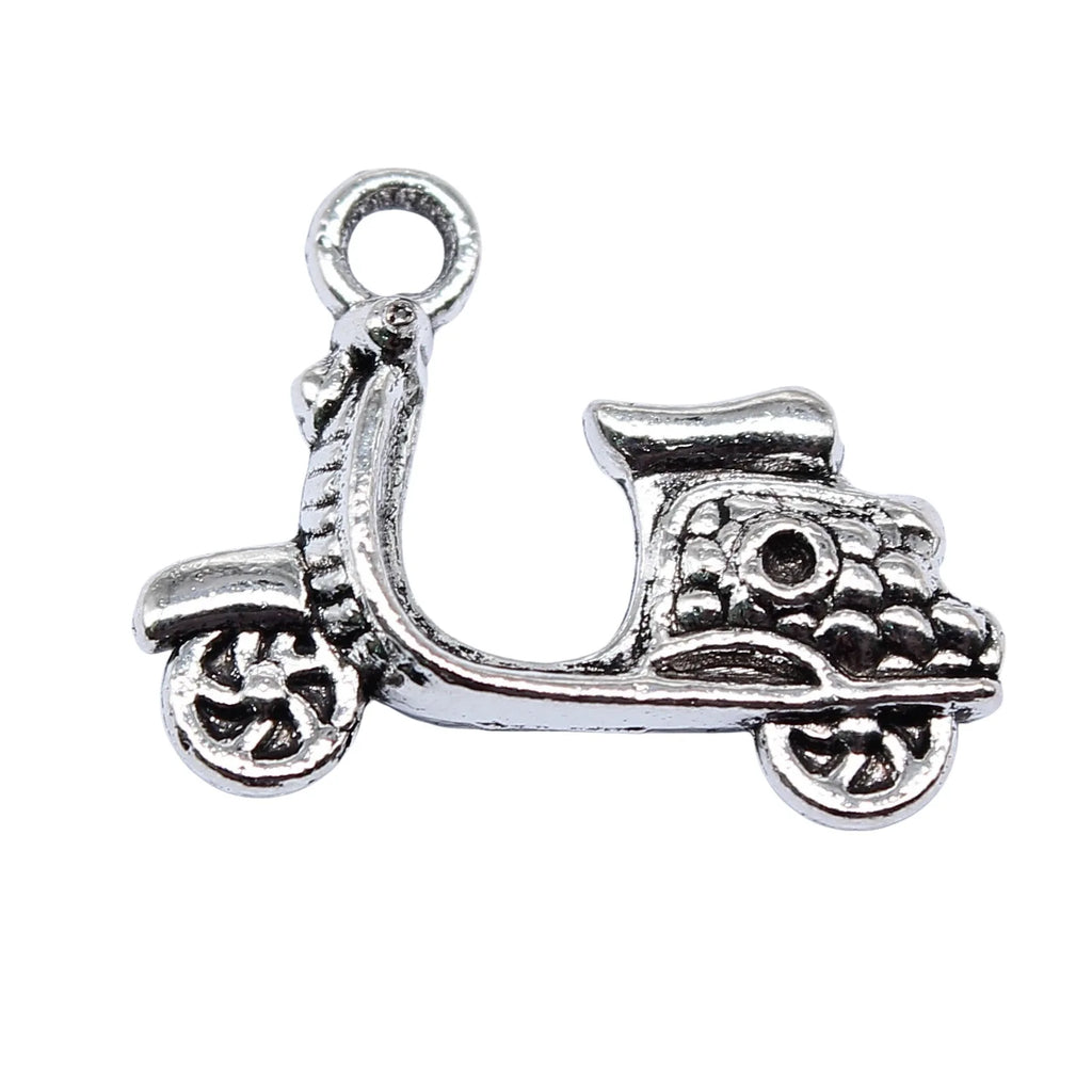 14x17mm 1.1g Antique Silver Zinc Alloy Electric Scooter Charm Pendant for DIY Jewelry Making