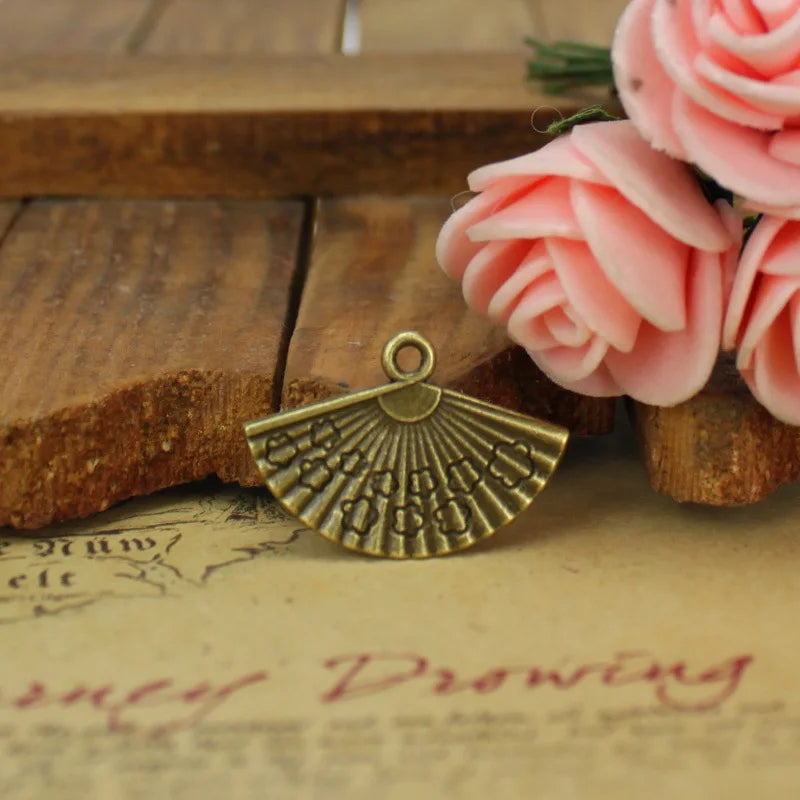 24x17MM Zinc Alloy Fan Charm Pendant for DIY Necklace Bracelet Jewelry Making