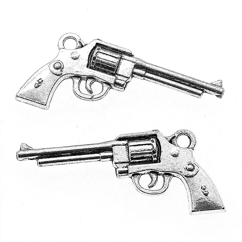 35x16mm 3.2g Multicolor Zinc Alloy Pistol Charm Pendant for DIY Bracelet Necklace Jewelry Making