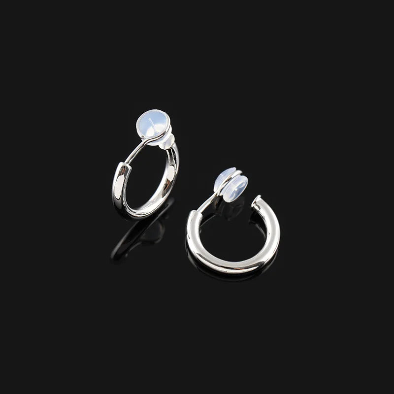 Elegant Gold Alloy Small Hoop With Round Crystal Stud & Clip On No Piercing Commuter Minimalist Earrings