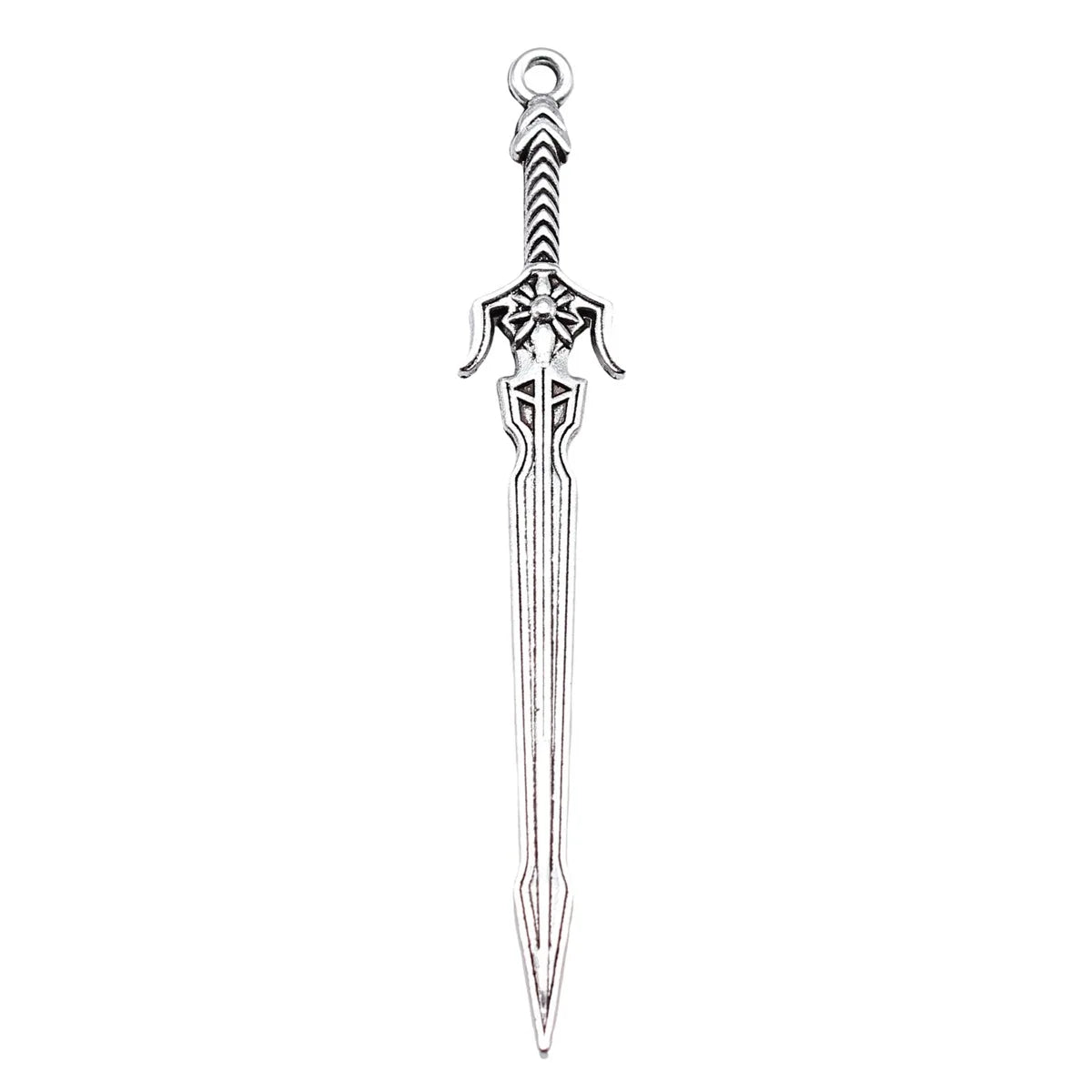69mm 3.1g Antique Silver Tone Zinc Alloy Sword Weapon Charm Pendant for Cosplay DIY Necklace Jewelry
