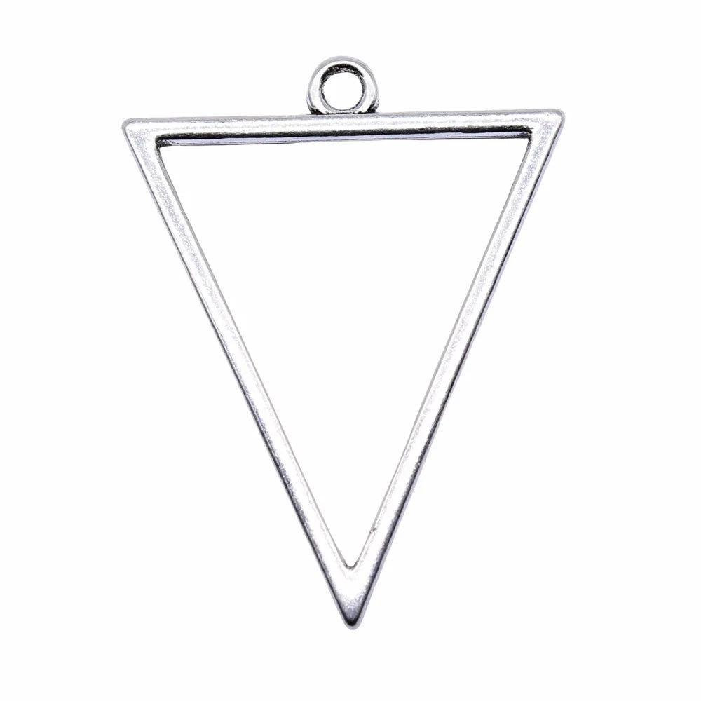 34x25mm 1.4g Antique silver zinc alloy Hollow Triangle Frame earring charms for DIY earrings making