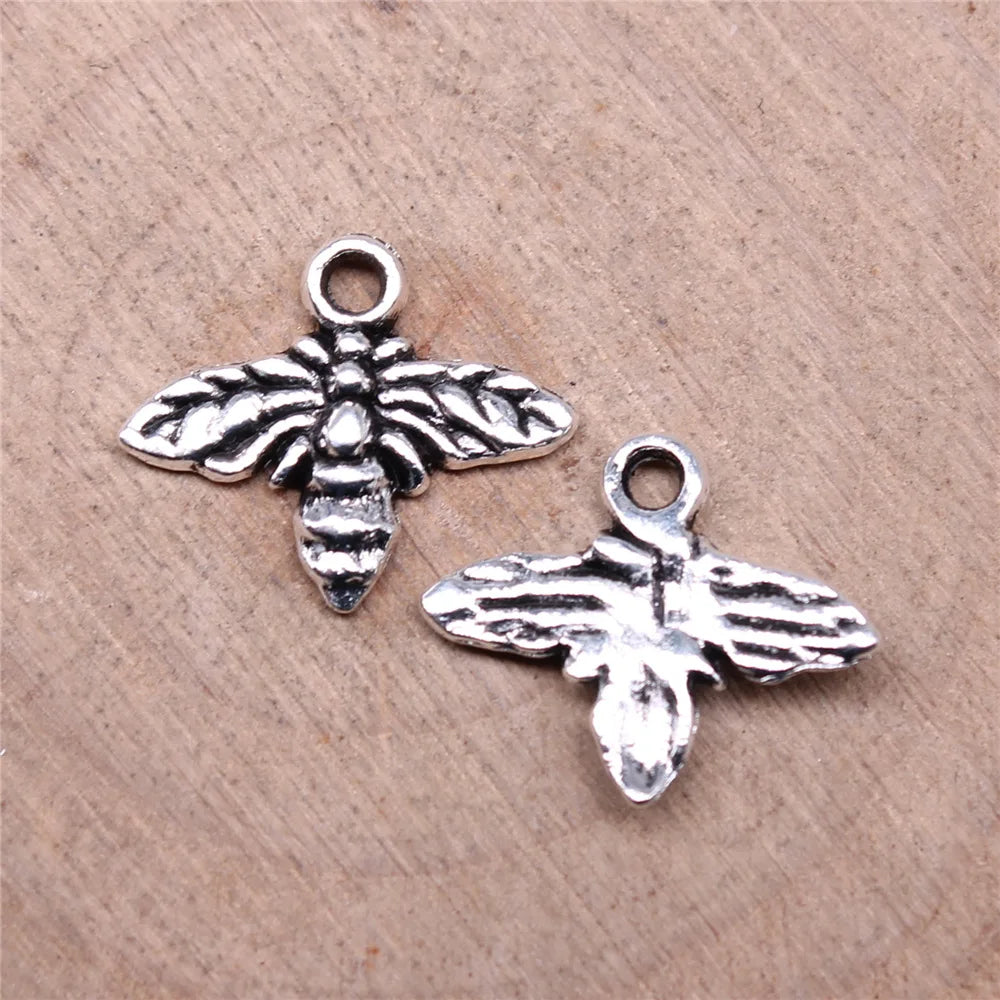 13x15mm 0.5g Antique Silver Zinc Alloy Bee Charm Pendant for DIY Necklace Bracelet Jewelry Making
