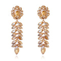 Elegant Long Tassel Crystal Rhinestone Leaf Flower Earrings For Women Alloy Bridal Wedding Party Jewelry