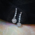 Light Luxury Geometric Sunflower Zircon Copper Long Tassel Drop Earrings For Women