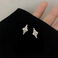 Tiny Micro Pave Zircon Copper Star Geometric Stud Earrings For Women Minimalist Everyday Jewelry