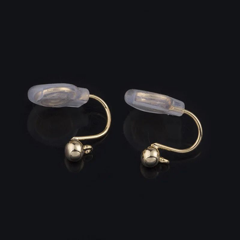 Elegant Gold Alloy Spiral Ball Stud & Clip On No Piercing Invisible Silicone Ear Cuff Earrings