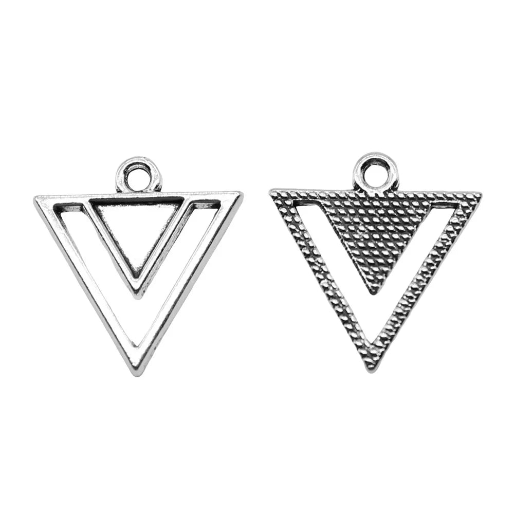 18x19mm 1g Antique Silver Zinc Alloy Triangle Earring Charms Pendants for DIY Earrings Jewelry Making