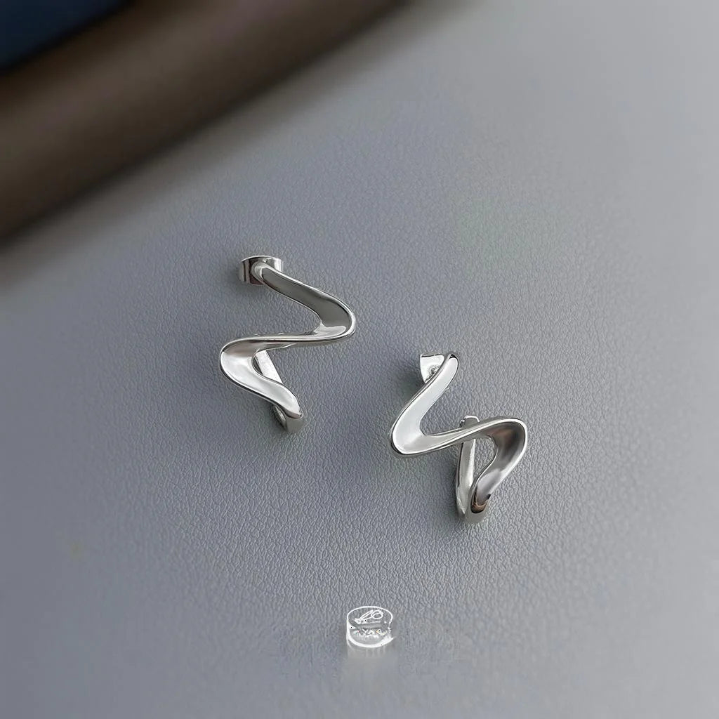 Sweet Cool Twisted Geometric Line Copper Drop Earrings