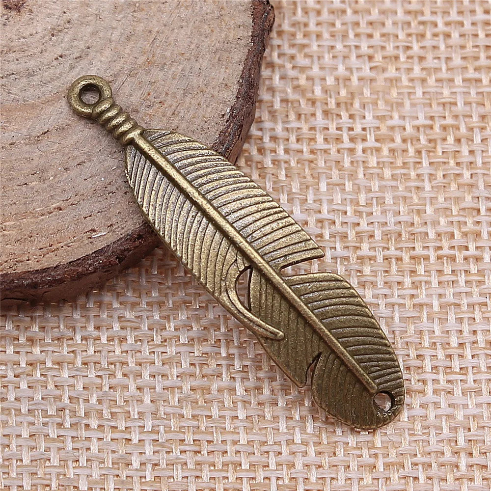 45x11mm 3g Multicolor Zinc Alloy Feather Connector Charm for DIY Bracelet Necklace Making