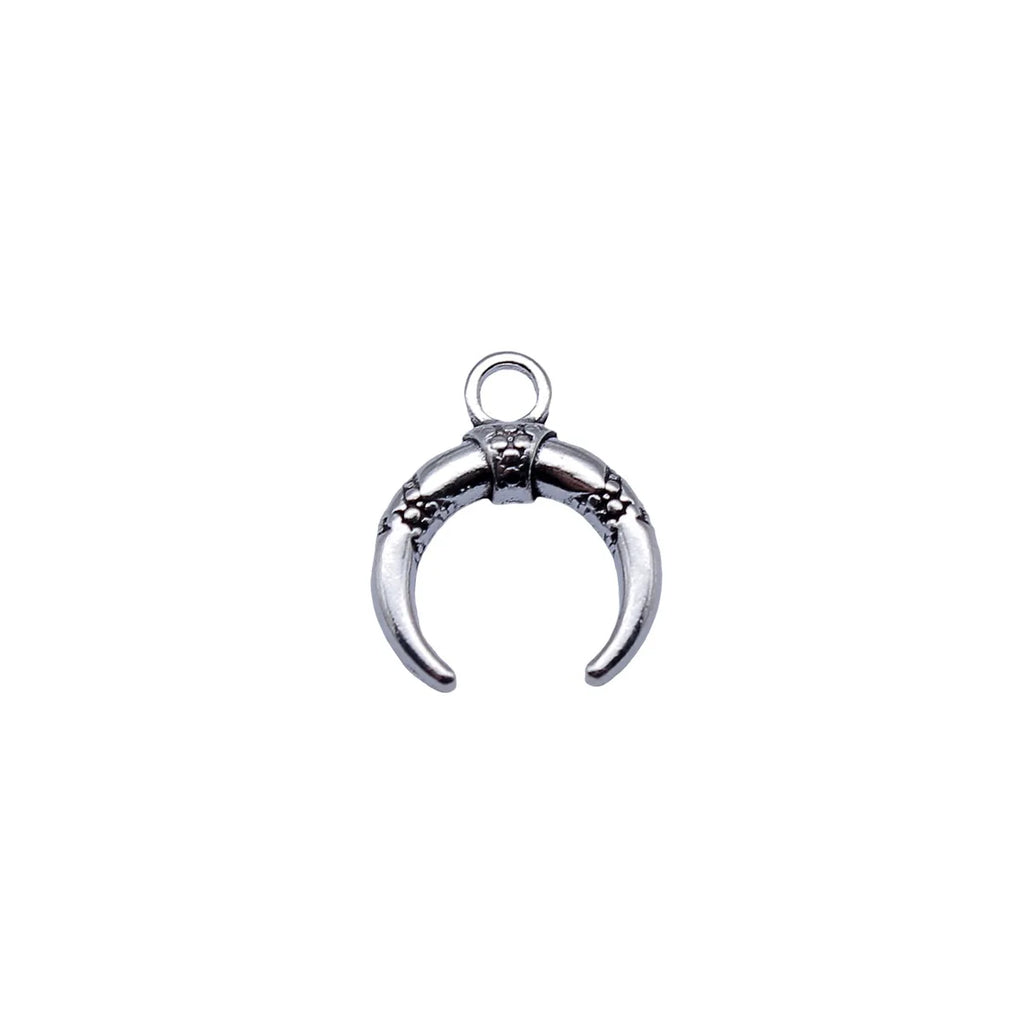 19x16mm 1.5g Antique Silver Zinc Alloy Crescent Horn Charm Pendant for DIY Necklace Bracelet