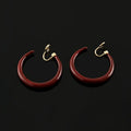 Vintage Red Enamel Spiral Hoop Stud & Clip On No Piercing Alloy Fall Winter Statement Earrings