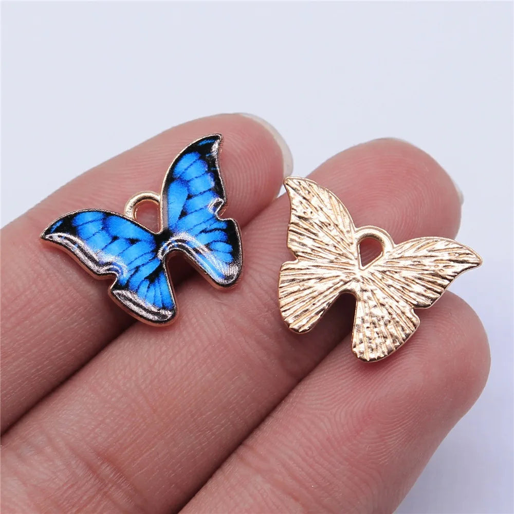 21x15mm 1.25g Multicolor Zinc Alloy Butterfly Charm Pendant for DIY Necklace Bracelet Jewelry Making