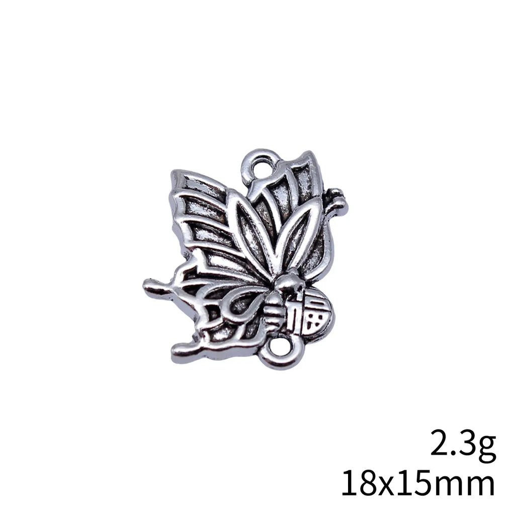 18x15mm 2.3g Antique Silver Zinc Alloy Butterfly Double Sided Charm Pendant for Necklace Bracelet Jewelry Making