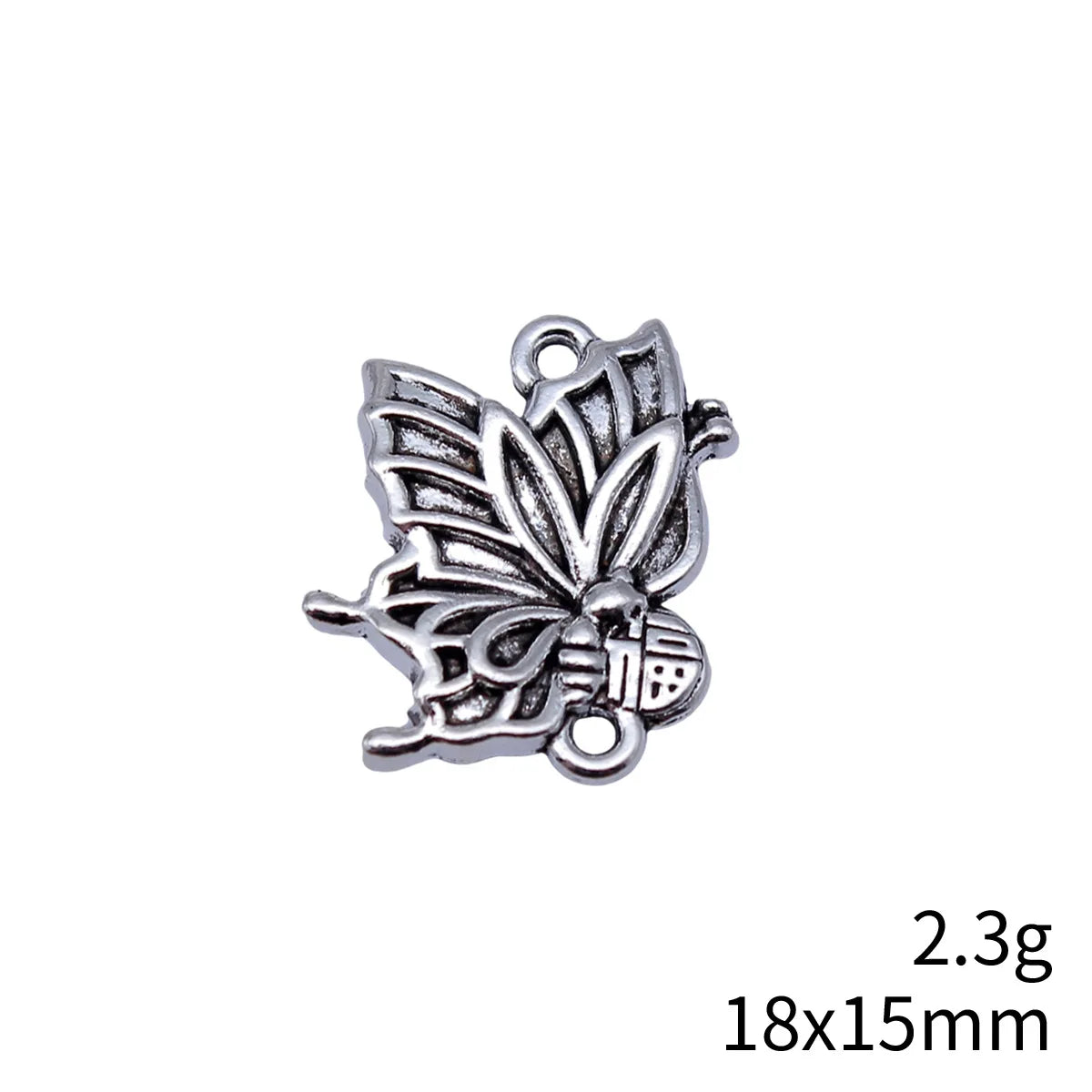 18x15mm 2.3g Antique Silver Zinc Alloy Butterfly Double Sided Charm Pendant for Necklace Bracelet Jewelry Making
