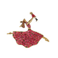 Elegant Rhinestone Enamel Ballet Girl Dancer Brooch, Alloy Lapel Pin Corsage Suit Accessory Gift