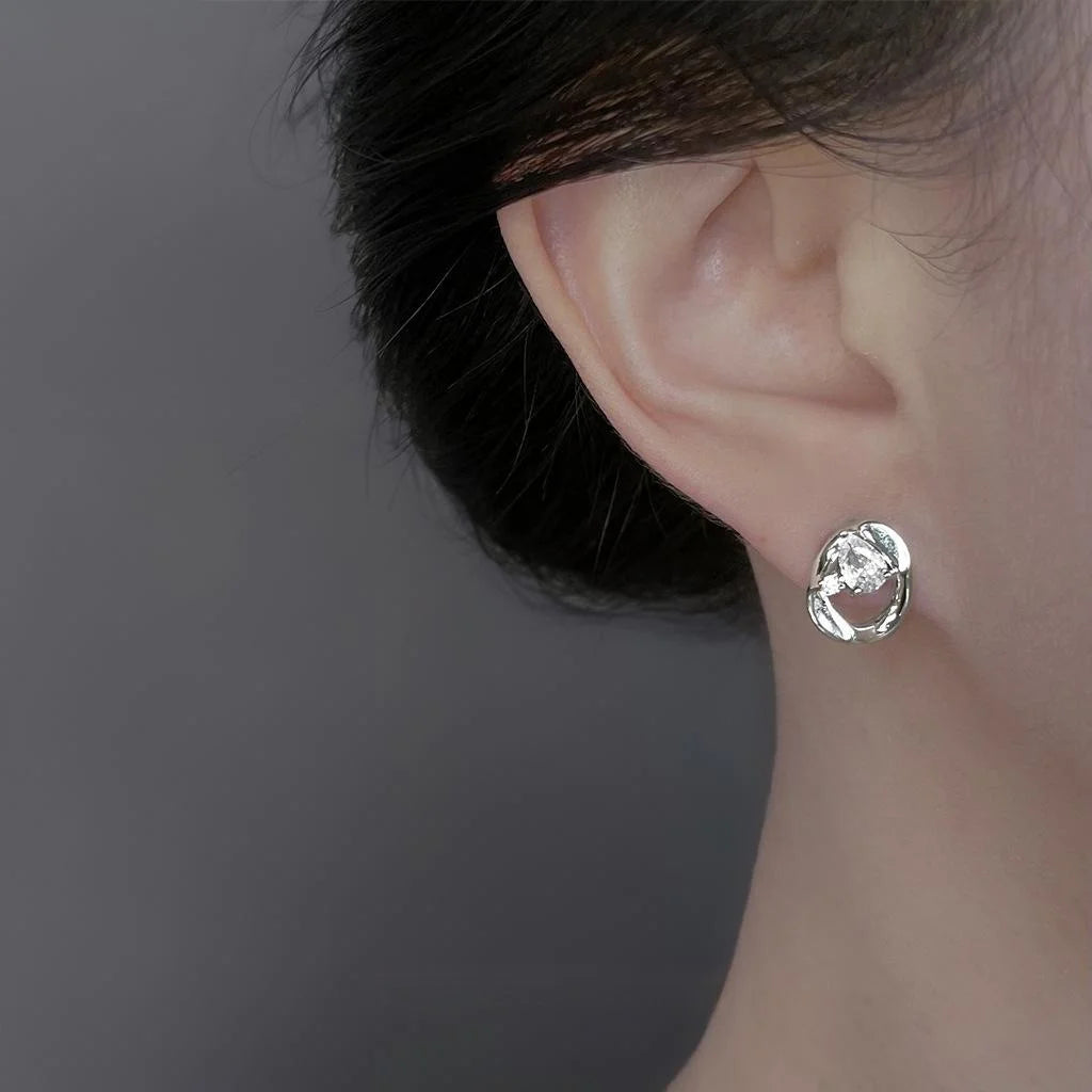 Minimalist Irregular Geometric Teardrop Zircon Copper Stud Earrings
