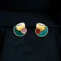 Niche Designer Geometric Enamel Copper Zircon Round Triangle U Shape Stud Earrings for Women