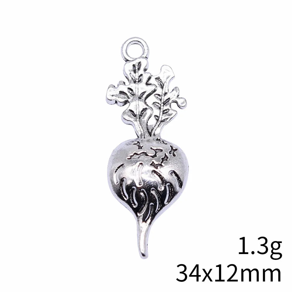34x12mm 1.3g Antique Silver Zinc Alloy Carrot Charm Pendant for DIY Necklace Bracelet Jewelry Making