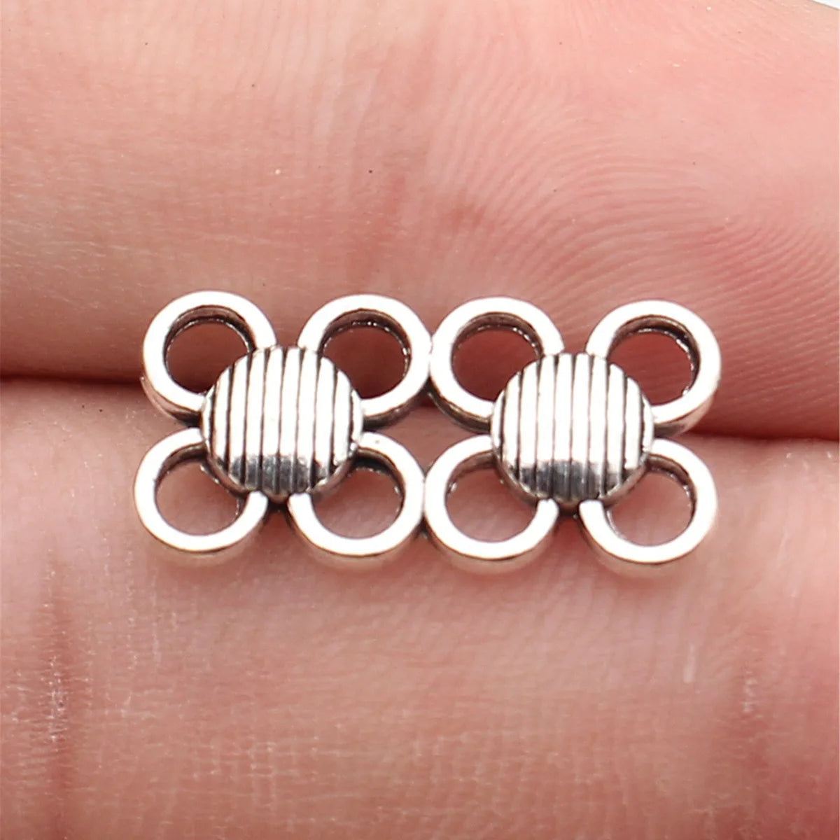 20x10mm 1.5g Antique Silver Zinc Alloy Round Multi Hole Connector Charm for DIY Jewelry Making