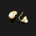 Elegant Luxury Brushed Gold Alloy Oval Teardrop Pearl Stud & Clip On No Piercing Women's Fashion Earrings