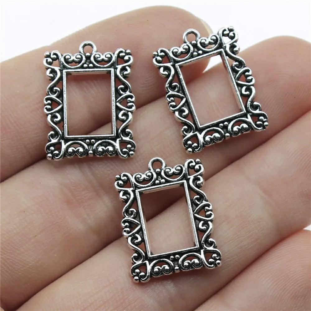 20x15mm 2.3g Multicolor Zinc Alloy Rectangle Picture Frame Charm Pendant for DIY Necklace Bracelet Making