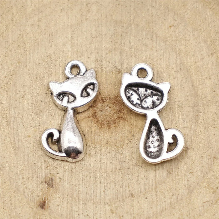 17x9mm 0.7g Multicolor Zinc Alloy Cat Charm Pendant for DIY Necklace Bracelet Jewelry Making