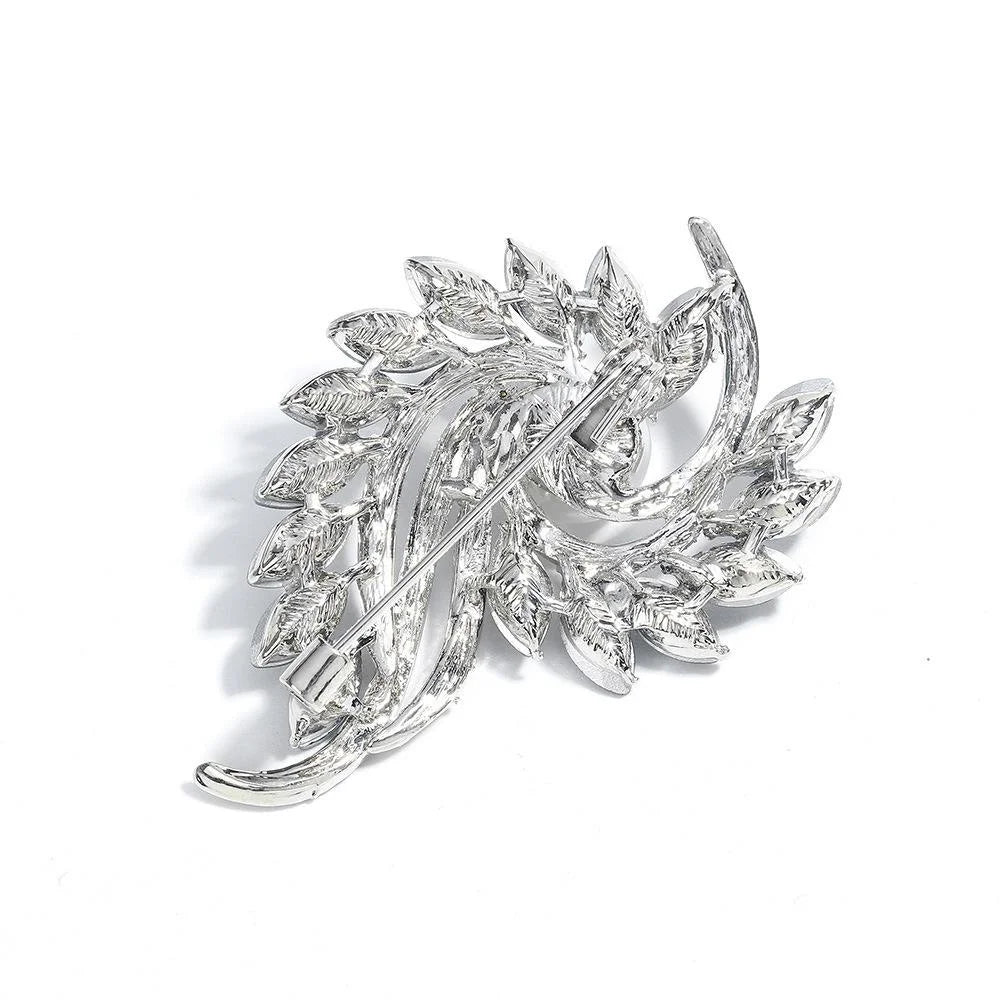 Elegant Rhinestone Crystal Swirl Flower Brooch With Faux Pearl Center, Luxury Lapel Pin Suit Accessory