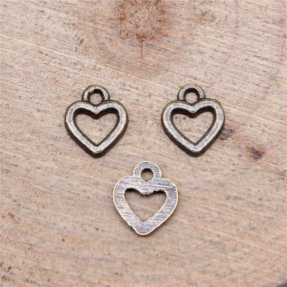 8x7mm 0.12g Multicolor Zinc Alloy Hollow Heart Charm Pendant for DIY Doll Clothes Jewelry Making