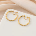 Elegant Hong Kong Style Gold Twisted Hoop Zircon Alloy Stud & Clip On No Piercing Women's Earrings