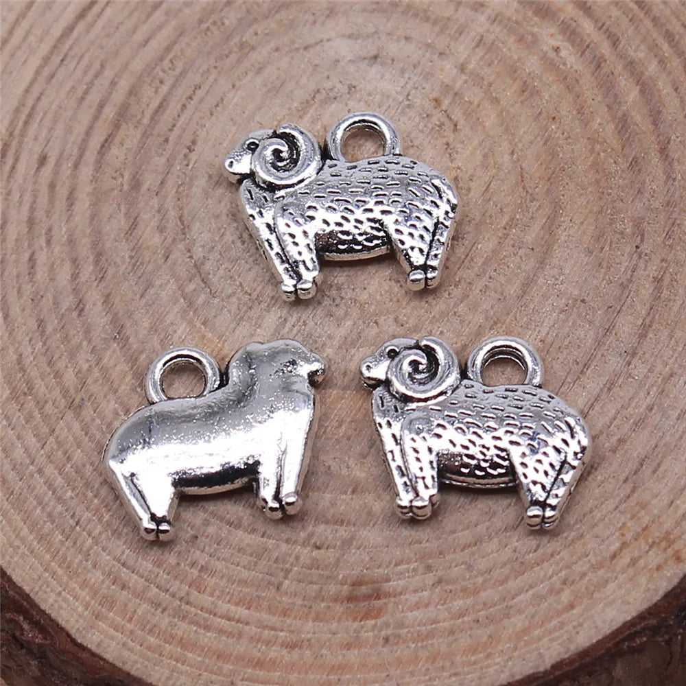 14x11mm 1.1g Antique Silver Zinc Alloy Sheep Charm Pendant for DIY Bracelet Necklace Jewelry Making