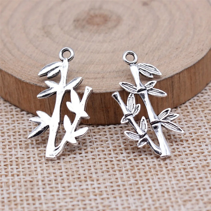 15x29mm 1.2g Antique Silver Zinc Alloy Bamboo Charm Pendant for Bracelet Necklace DIY Making