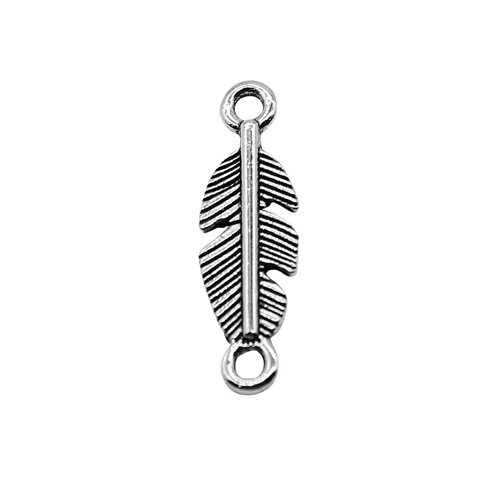 6x22mm 0.6g Multicolor Zinc Alloy Feather Connector Charm for DIY Bracelet Necklace Jewelry Making