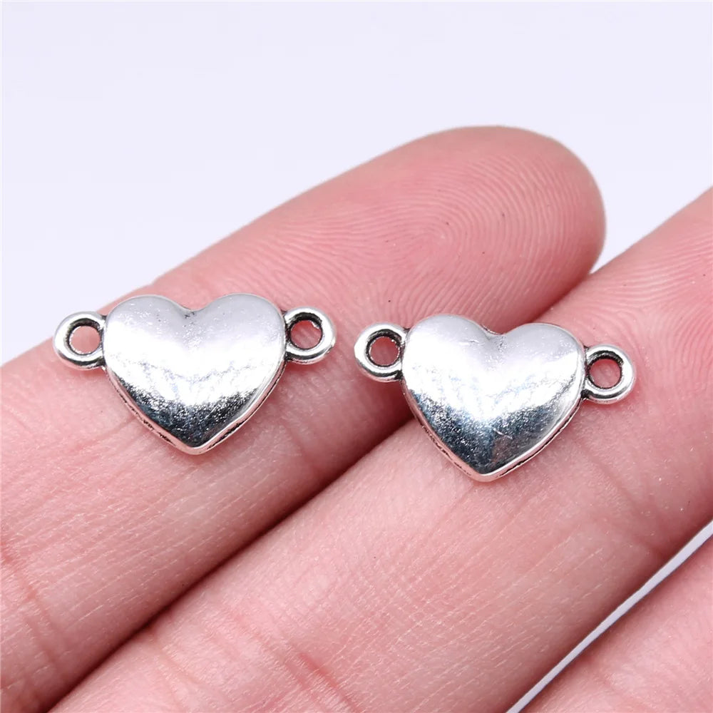 17x10mm 0.7g Antique silver zinc alloy Heart connector charm pendant for DIY bracelet making