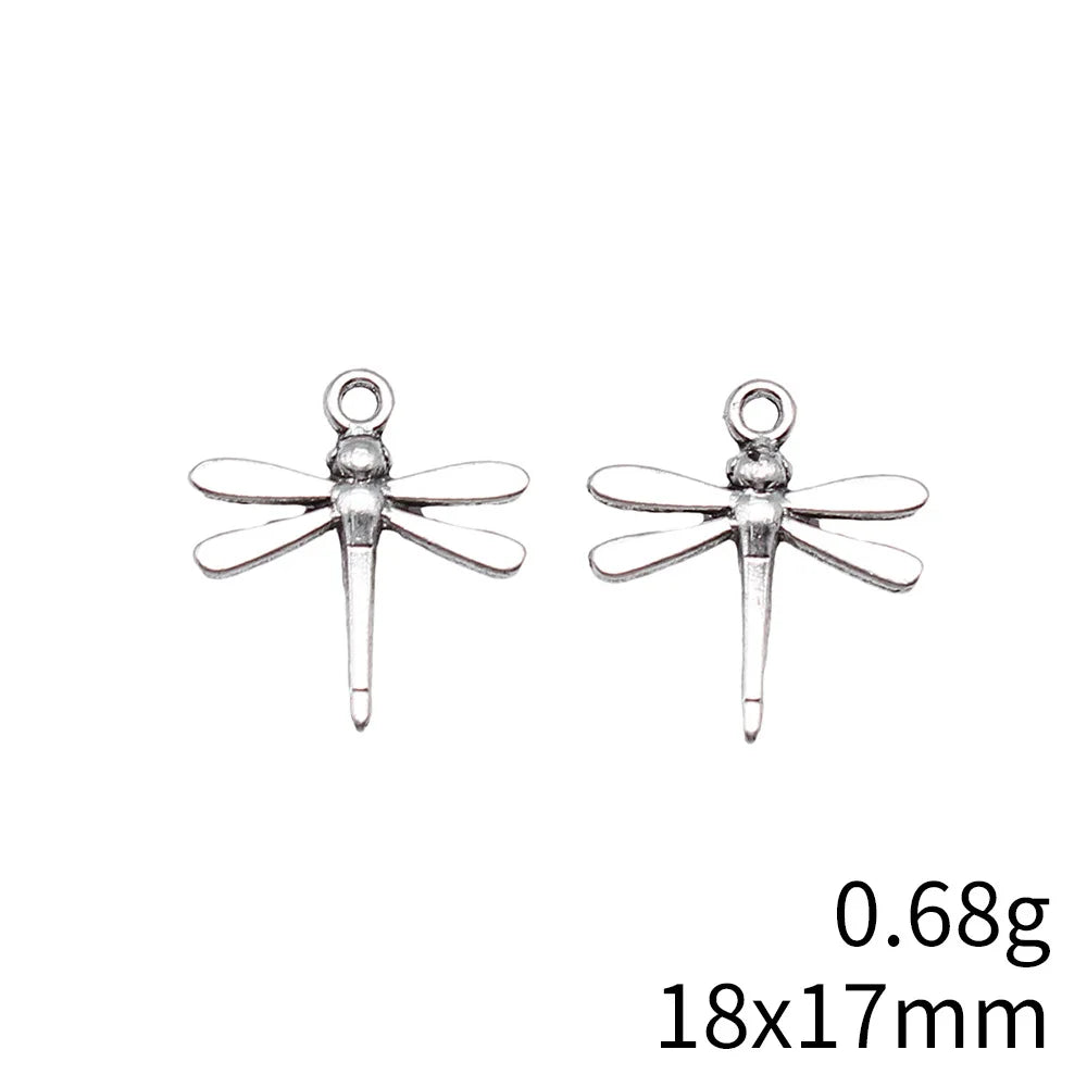 18x17mm 0.68g Multicolor Zinc Alloy Dragonfly Charm Pendant for DIY Earrings Necklace Jewelry Making