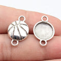 22x14mm 1.4g Antique Silver Zinc Alloy Basketball Connector Charm for DIY Bracelet Jewelry Making