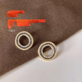 14K Plated Copper Micro Pave Zircon Geometric Stud Earrings For Women