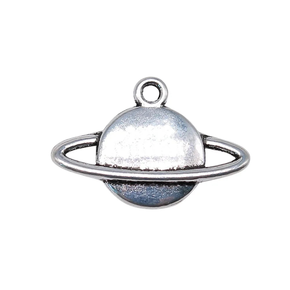 22x15mm 1.6g Multicolor Zinc Alloy Saturn Planet Solar System Charm Pendant for DIY Necklace Making