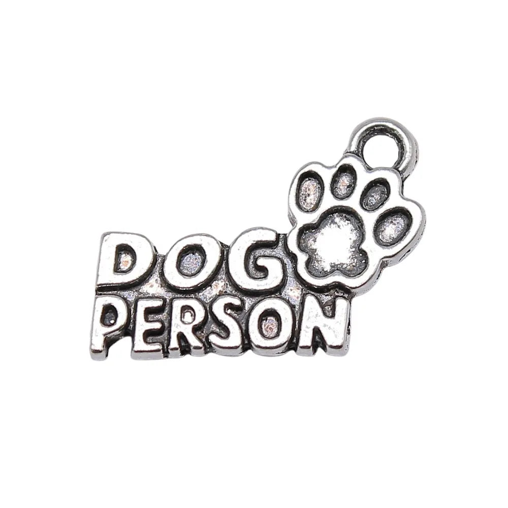 18x13mm 1.3g Zinc Alloy Dog Person Letter Charm Pendant for DIY Pet Theme Jewelry Making